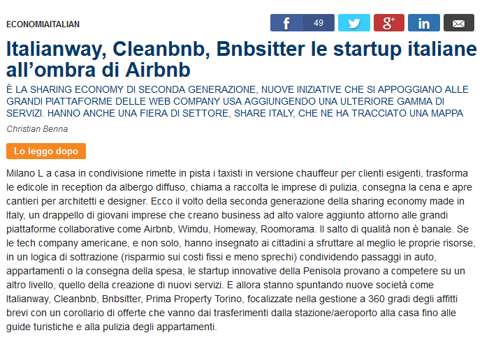 Italianway, Cleanbnb, Bnbsitter le startup italiane all'ombra di Airbnb