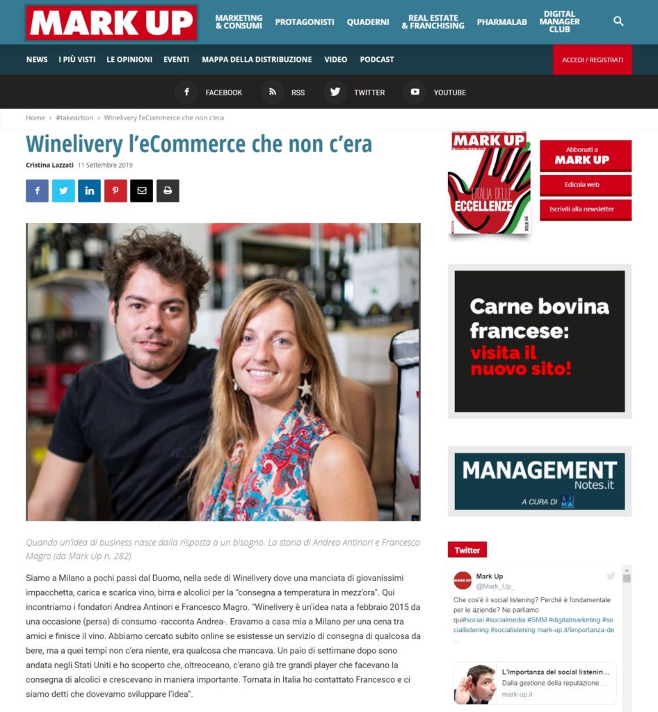 Winelivery l'eCommerce che non c'era (Mark Up)